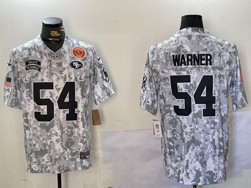 Men San Francisco 49ers #54 Warner Nike Arctic Camo 2024 Salute to Service Limited NFL Jersey style 8
